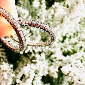 Sterling Silver zircon inlay hoops